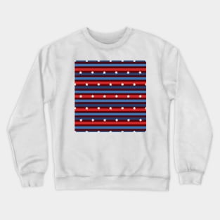 Red Blue Stripes Pattern, American Flag Color Crewneck Sweatshirt